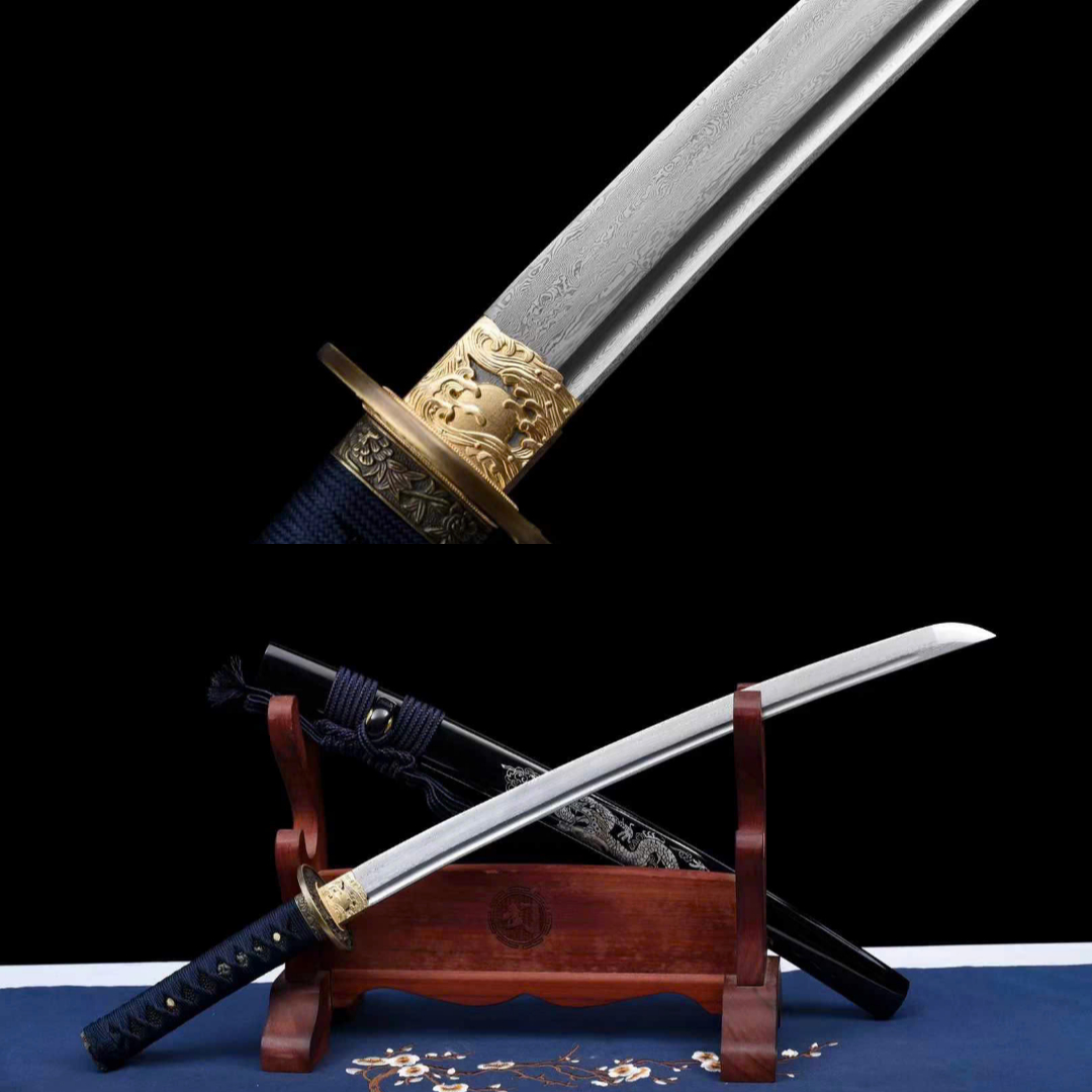 WAKIZASHI THÉP Gấp Hoa Văn [MSP 38]